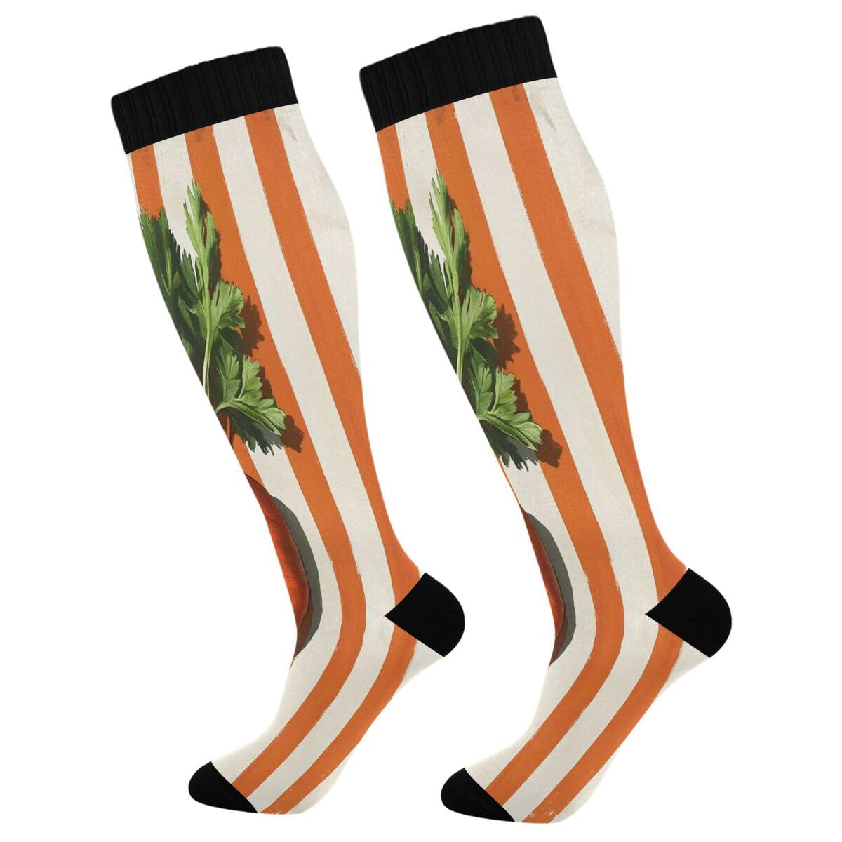Nander Orange Carrot Compression Socks Women Men Knee High Stockings for Sports,Running,Travel 1Pair