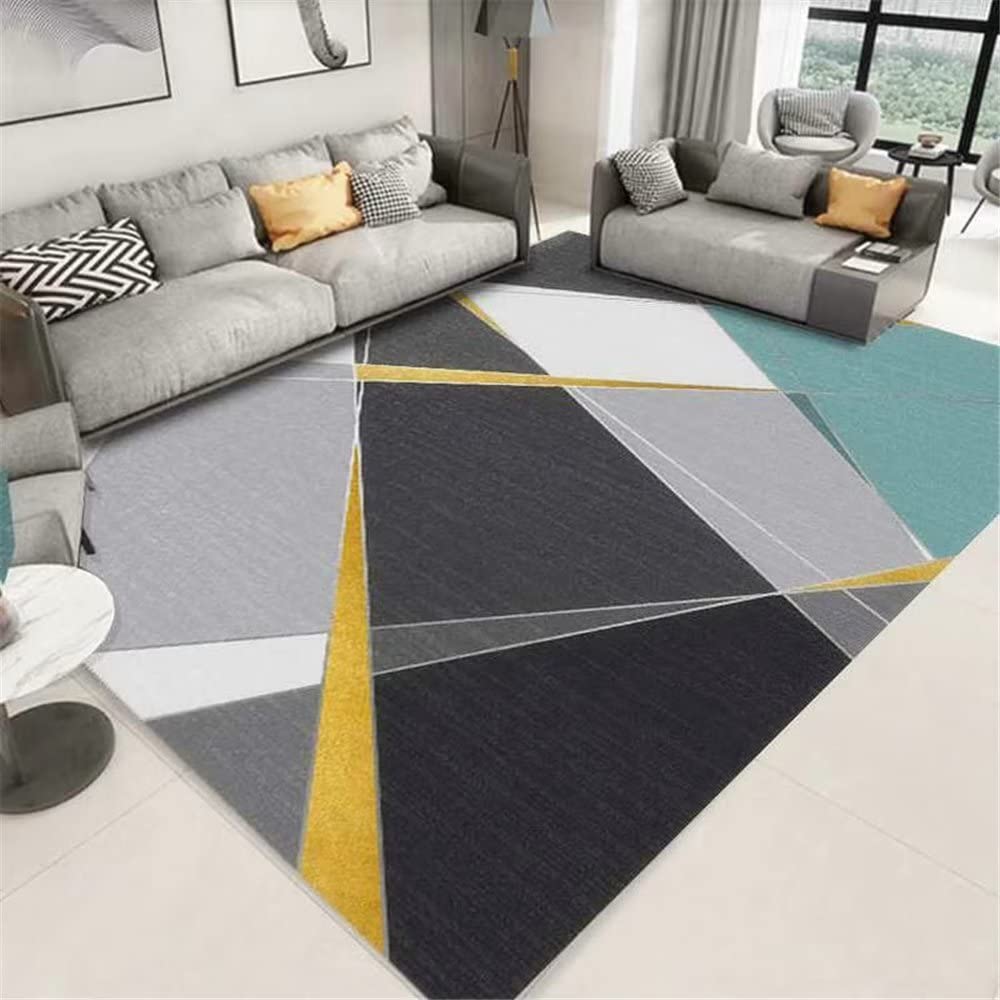 Tapis salon gris en désordre haut de gamme au style géométrique intemporel