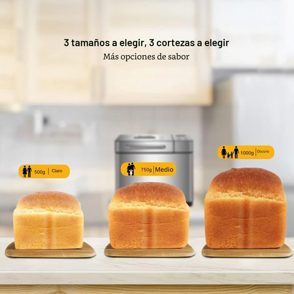 Panificadora 19 en 1, de acero inoxidable con panel táctil digital, 650 W, con caja automática de ingredientes