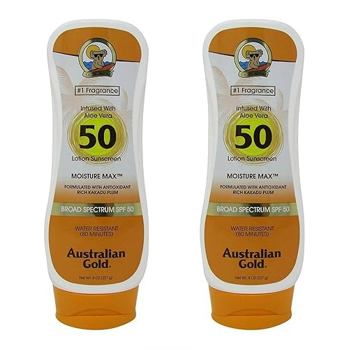 Australian Gold Spf#50 Loción Humedad Max 8 onzas (8.0 fl oz) (paquete de 2)