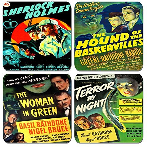 Funkyzilla Sherlock Holmes Movie Poster Coasters Set Of 4. Cork Backed Adventures Hound Film