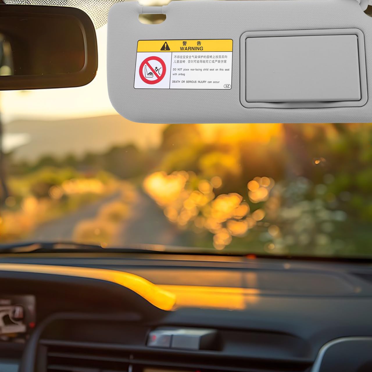 Visera Solar para Coche Lado Derecho con Espejo De Maquillaje FáCil InstalacióN En Parabrisas Material PVC Y Abs Gris