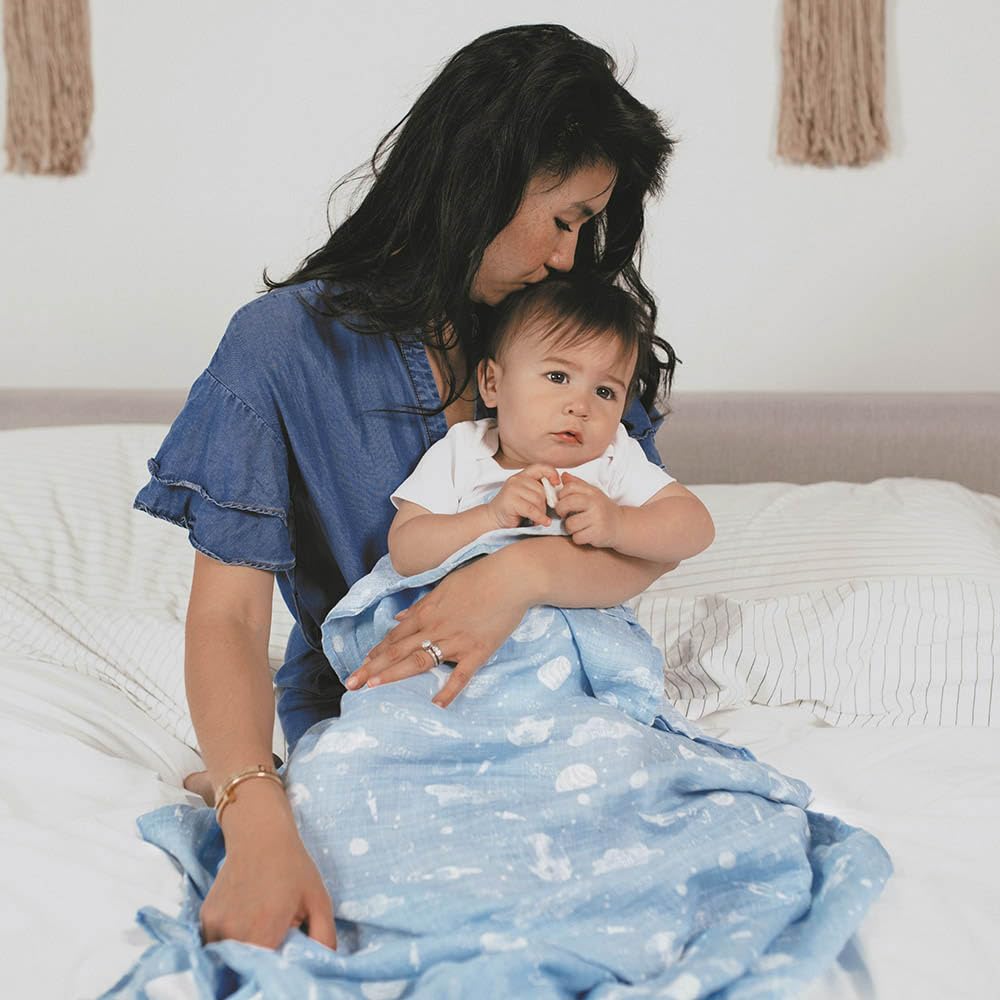 Aden + Anais Manta Espacial Swaddle – Pack de 4 | Gran 100% Transpirable Muselina de algodón – Wrap – Juego de Envoltura para bebés y niños | Astronauta & Nave Espacial Print