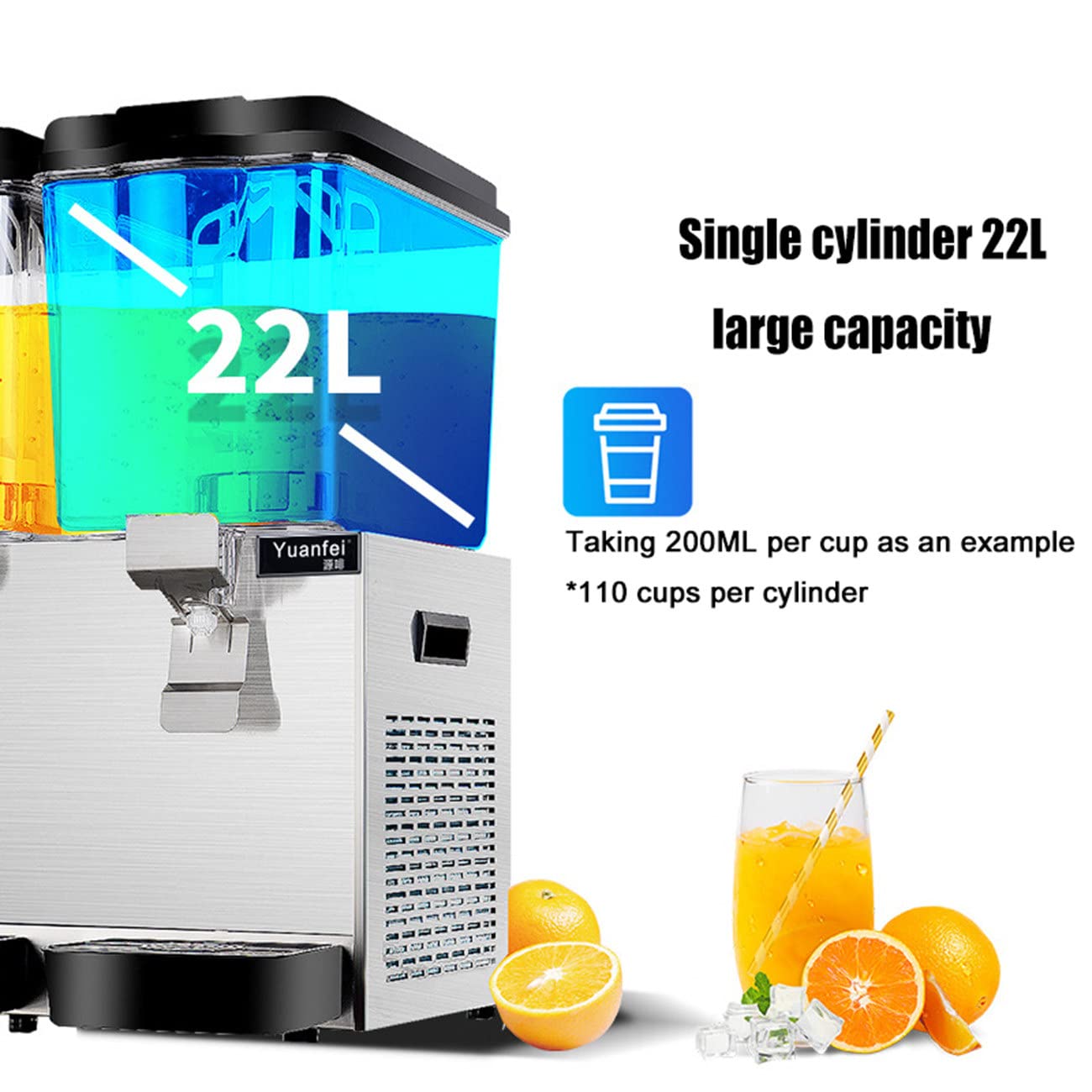 Dispensador de bebidas para el hogar comercial máquina de bebida de té helado frío acero inoxidable dispensador de cubos de bebidas transparentes restaurante fiesta de jugo