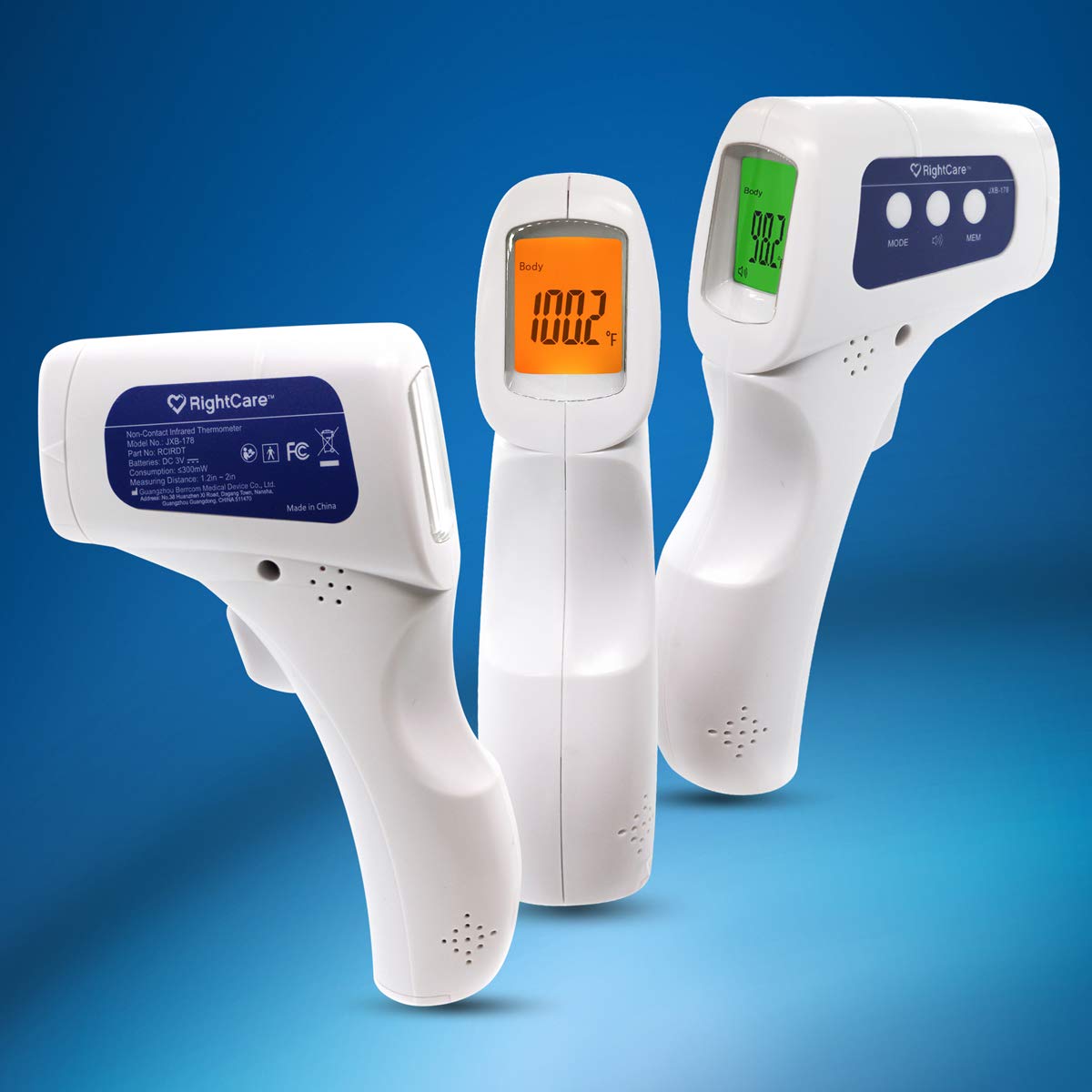 RightCare Berührungsloses Infrarot-Stirnthermometer mit sofortigen Ergebnissen für Schule, Zuhause und Unternehmen, 1 Stück