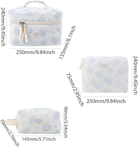 Miniatura 7 de Juoxeepy Bolsa de maquillaje acolchada de algodón floral, bolsa de cosméticos Jolly House Neceser Coquette Estético Bolsa de maquillaje Cosméticos,