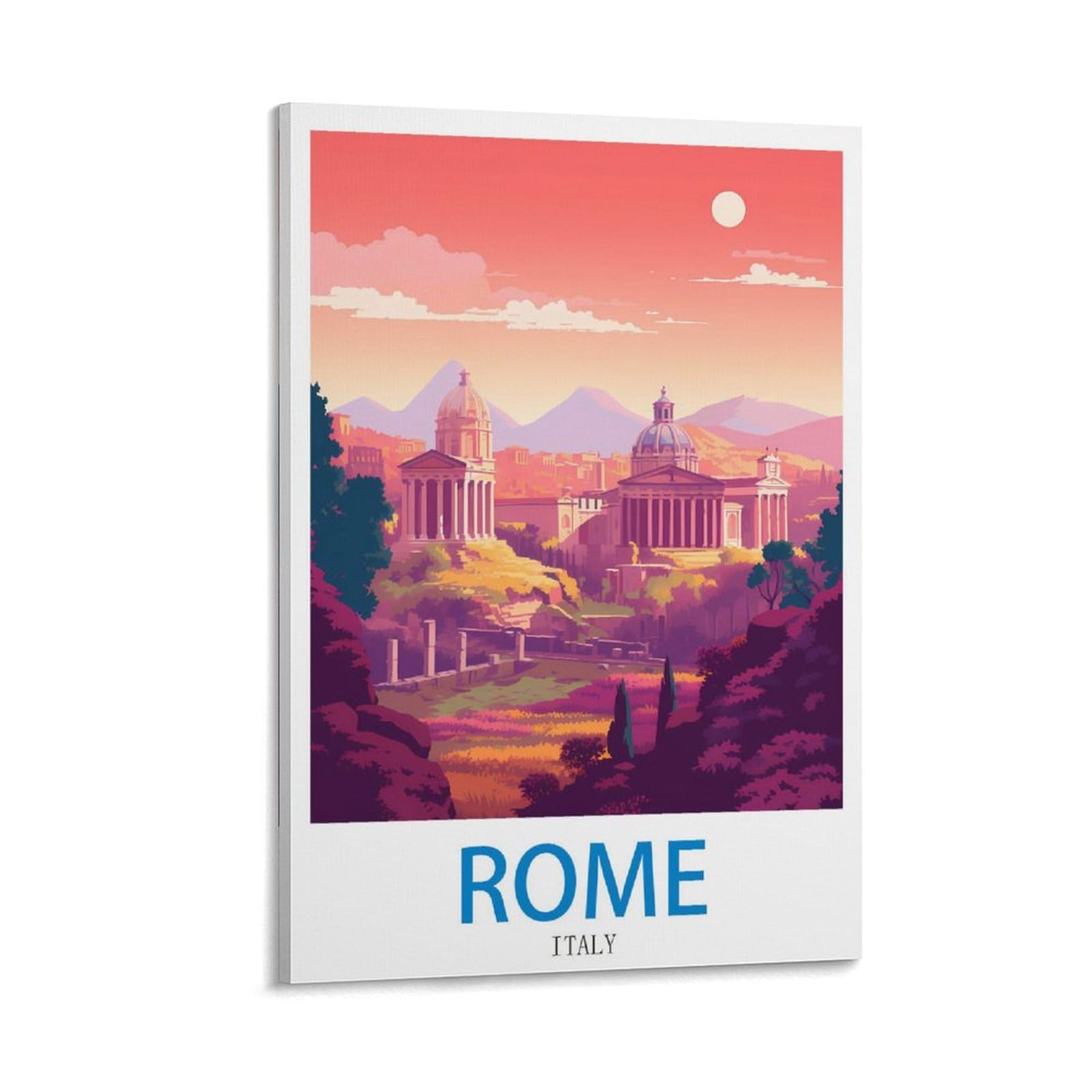 HeyBox Rome Italy Vintage Travel Posters 12x18inch(30x45cm) Canvas Prints Wall Art Paintings for Home Office Living Room Decor