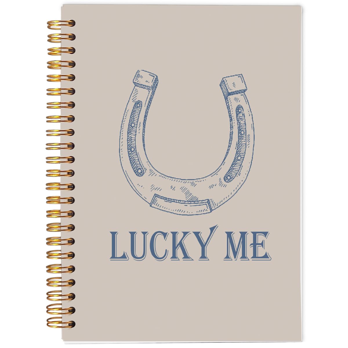 Lucky Me Western Notebook Journal, Retro Blue Preppy Aesthetic Notebook Journal, Coastal Cowgirl Gifts, Western Office Supplies, Spiral Notebook 5.5x8.3 Inches