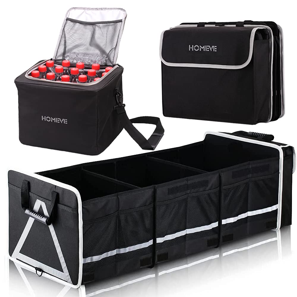 HomeveHOMEVE Extra Large Collapsible Trunk Organizer With Cooler Bag,3 Compartments Storage Organizer With Cover