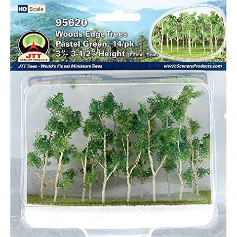 Woods Edge Trees Pastel Green 3'' to 3.5'' HO-scale 14/pk Cover