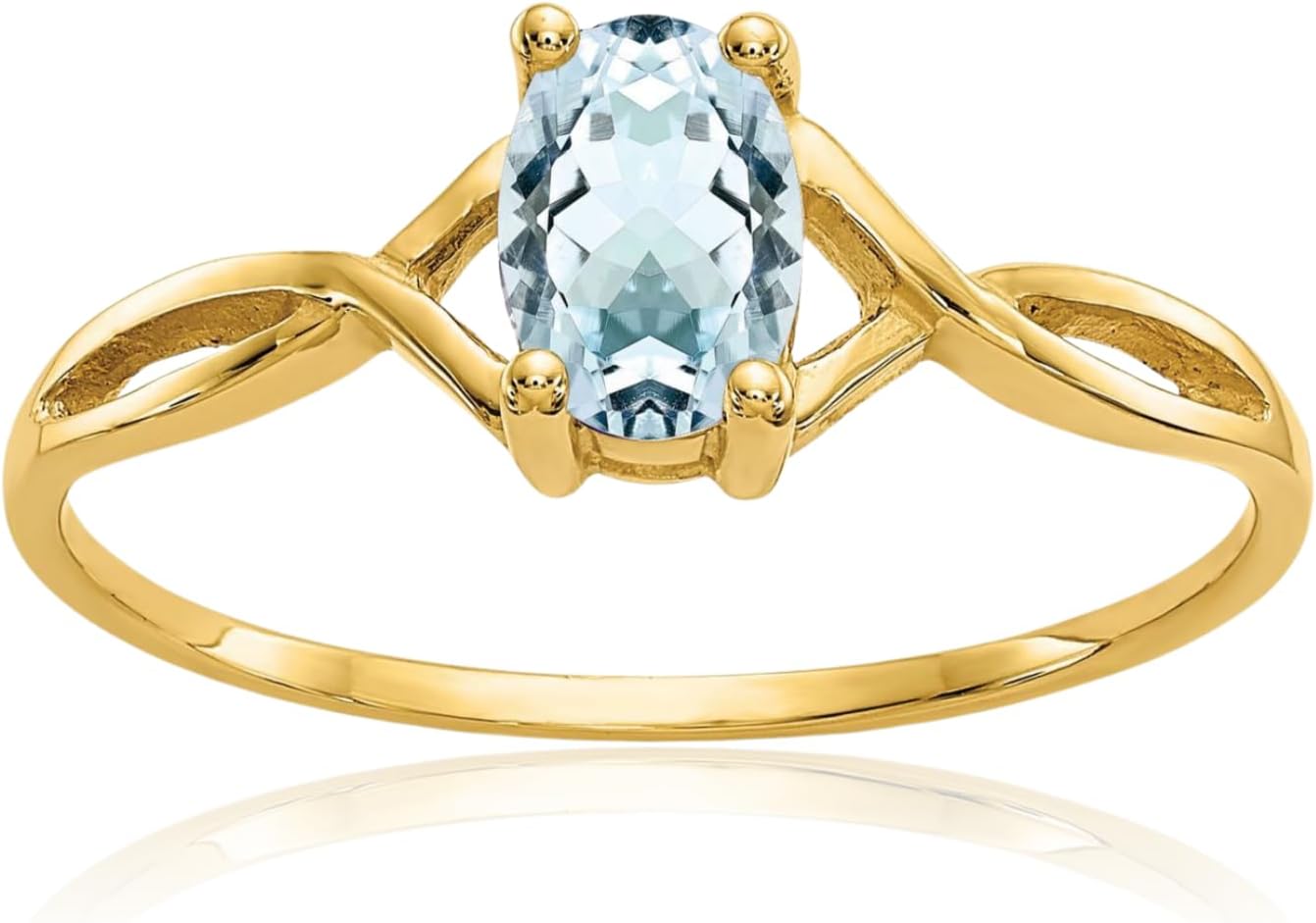 IceCarats 10K Solid Yellow Gold Blue Aquamarine Ring Gemstone Band March Birthstone Jewelry Size 6