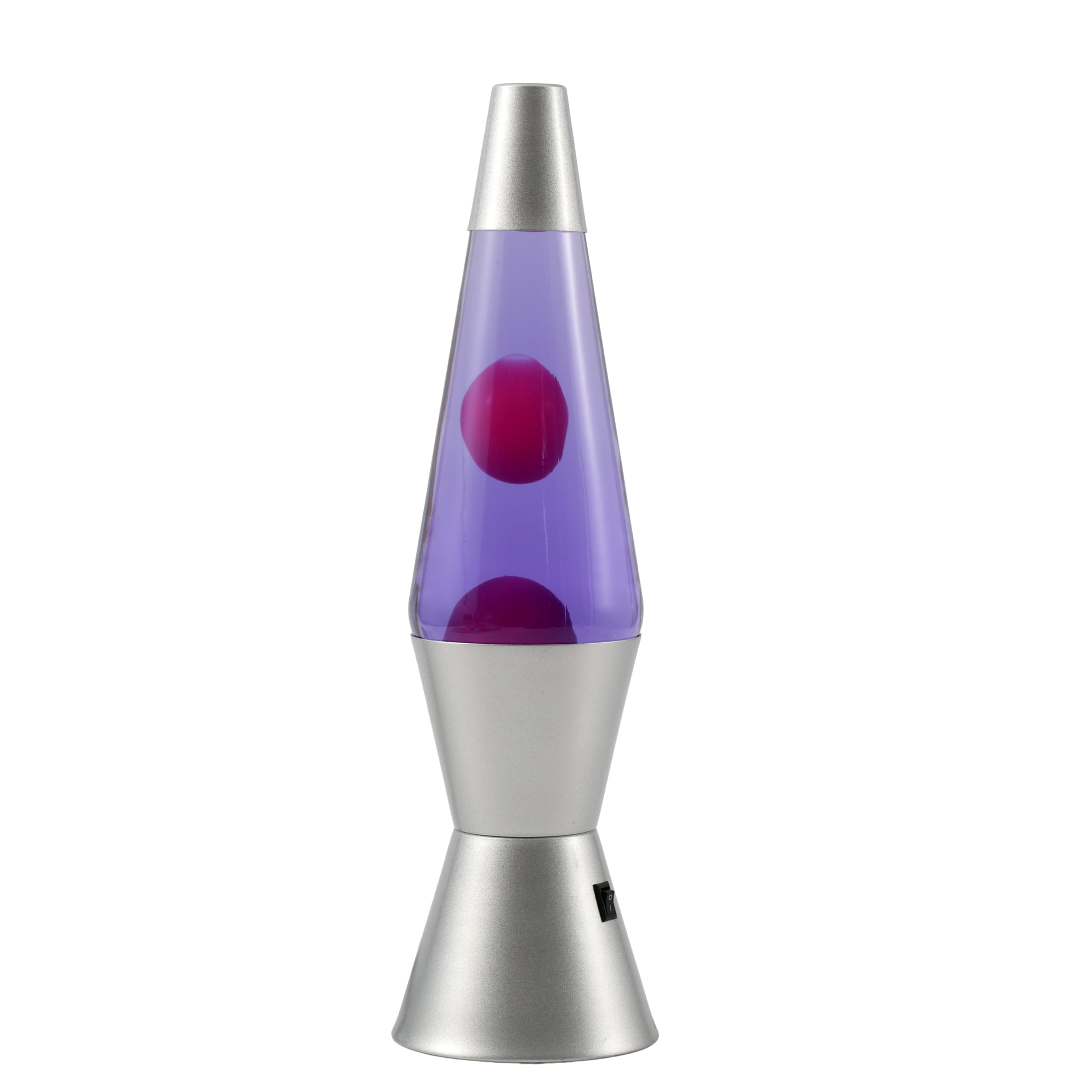 I-TOTAL® - Lampe à lave LED – Design moderne avec effet bulles fluides, basse consommation, lumière LED intégrée, 37 cm (Base Argentée Liquide Violet Cire Rose)