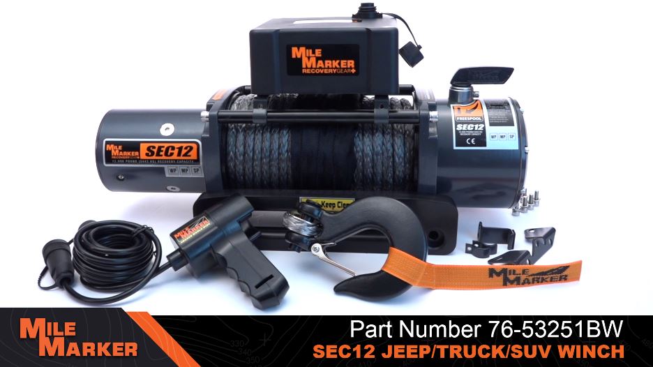 Amazon.com: Mile Marker 76-53251BW Winch SEC 12 | 3/8” x 92