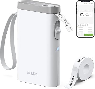 Nelko P21 Label Maker Machine with Tape, Bluetooth Label Printer, White