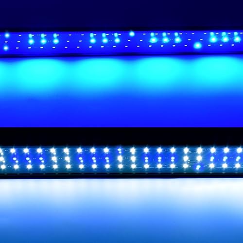 Miniatura 6 de KZKR Luz LED para acuario para pecera, de 16 a 84 pulgadas, con control remoto, para agua dulce y salada, de espectro completo, luz azul y blanca
