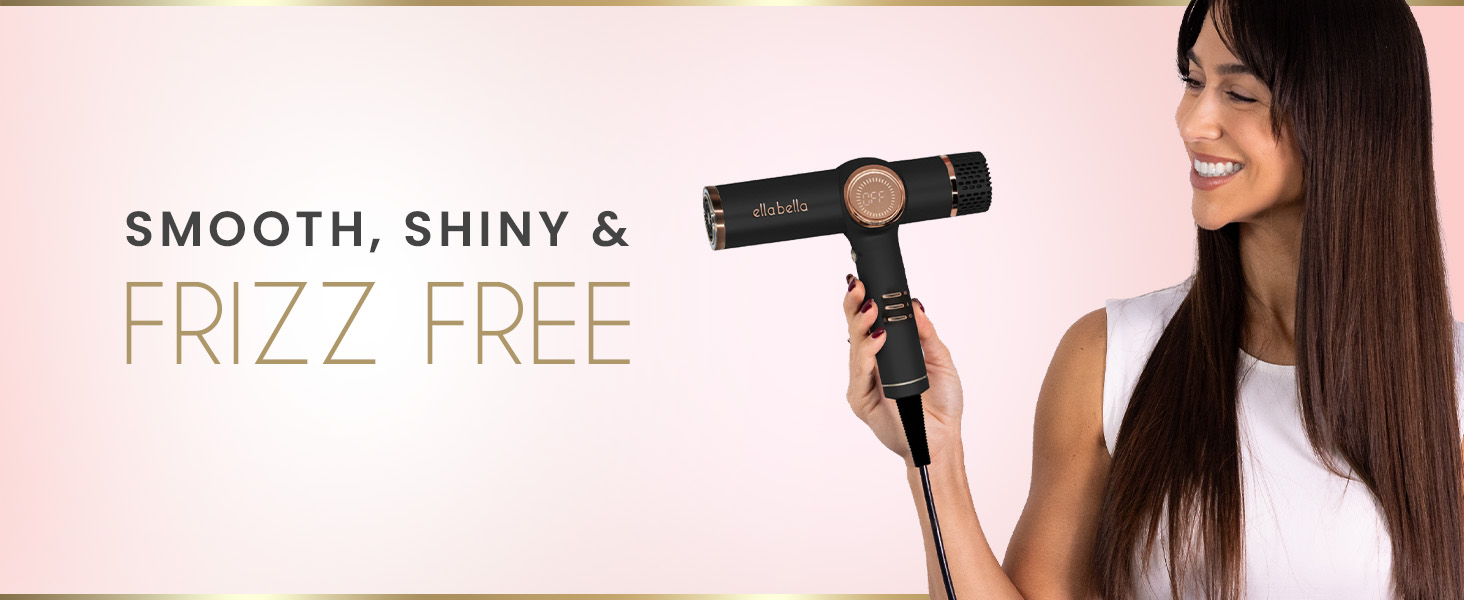 ELLA BELLA® Professional Ionic Hair Dryer with Diffuser • Negative Ion Blow Dryer • Suitable All Hair Types • Intelligent Heat Control & Rapid Drying Speeds • Lightweight Design • Low Noise Technology