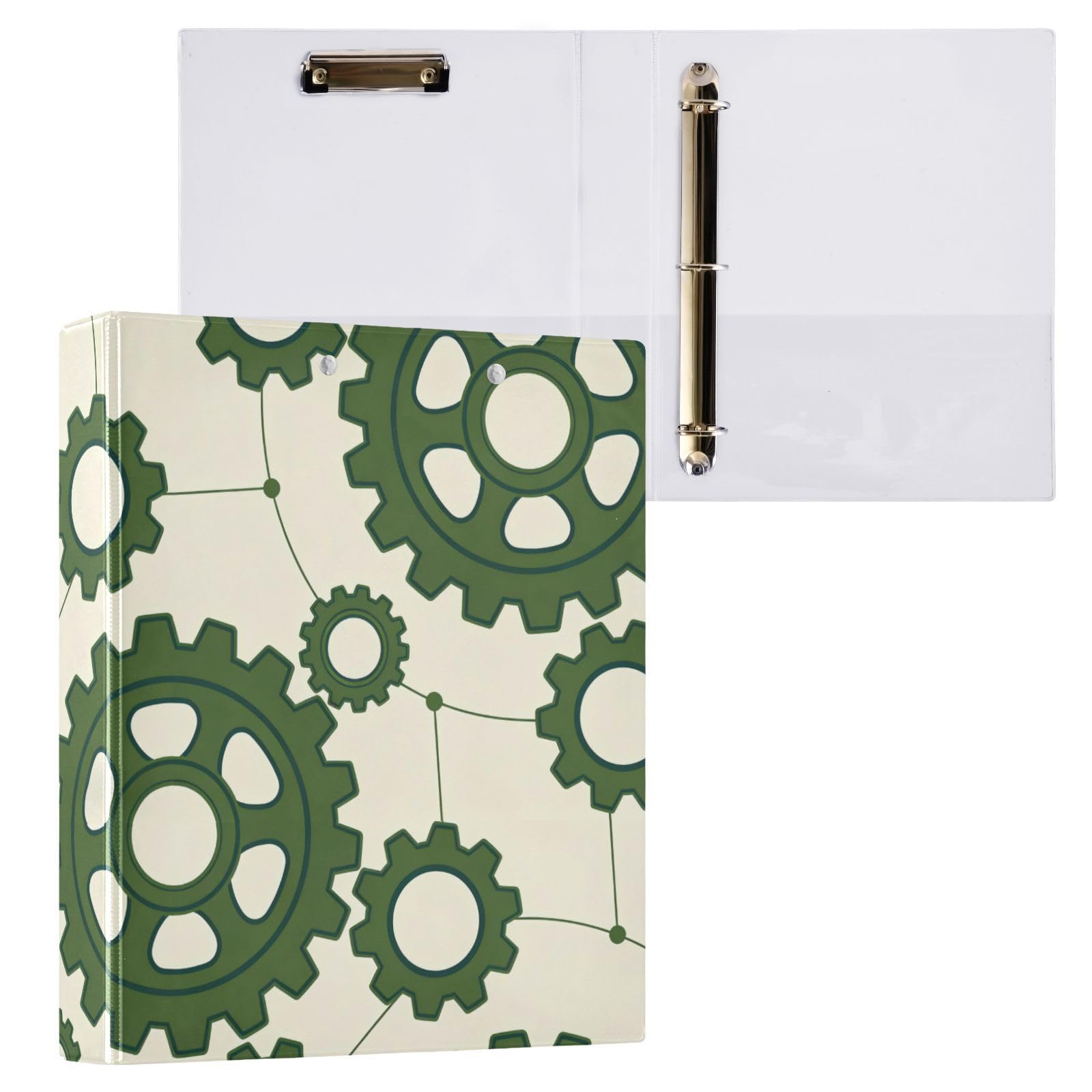 Raccoglitori da 1-1/2 pollici Black Gear Beige Pattern