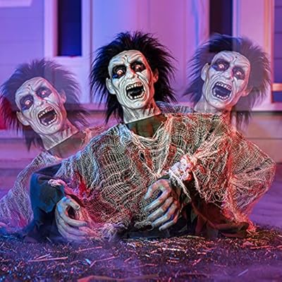 JOYIN Decoración de Halloween Animado Zombie Groundbreaker con Sonido Aterrador y Ojos LED Brillantes, para Interior y Exterior | Ya disponible en tu tienda friki favorita! En mundofriki.es!