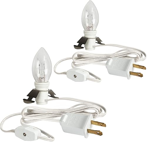 Miniatura 9 de Dazzle Bright Paquete de 4 cables de accesorios de 6 pies con bombilla LED E12, cable blanco con enchufe de interruptor de encendidoapagado,