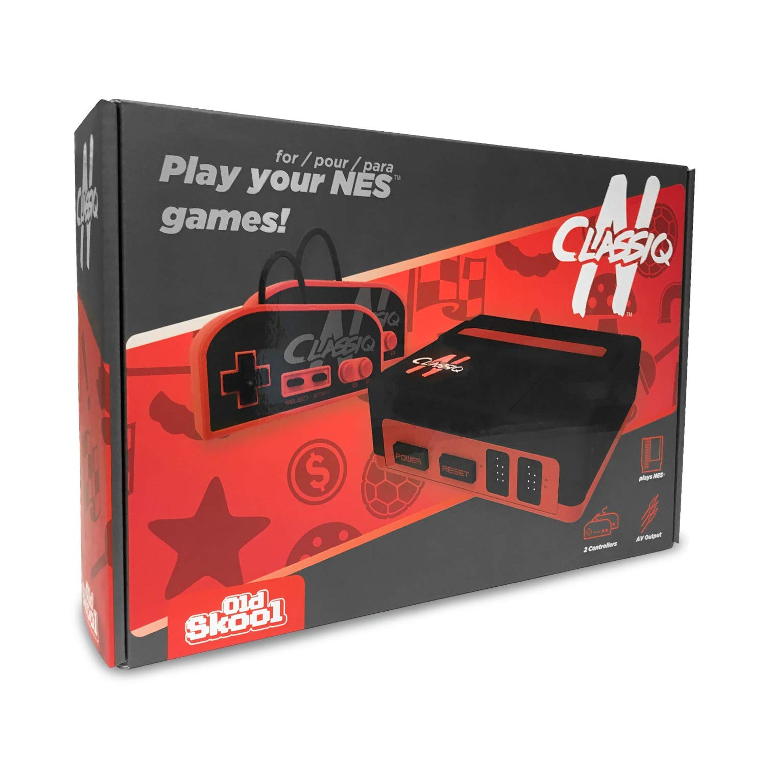 Old Skool CLASSIQ N Console Compatible with NES - Black/Red Clone System