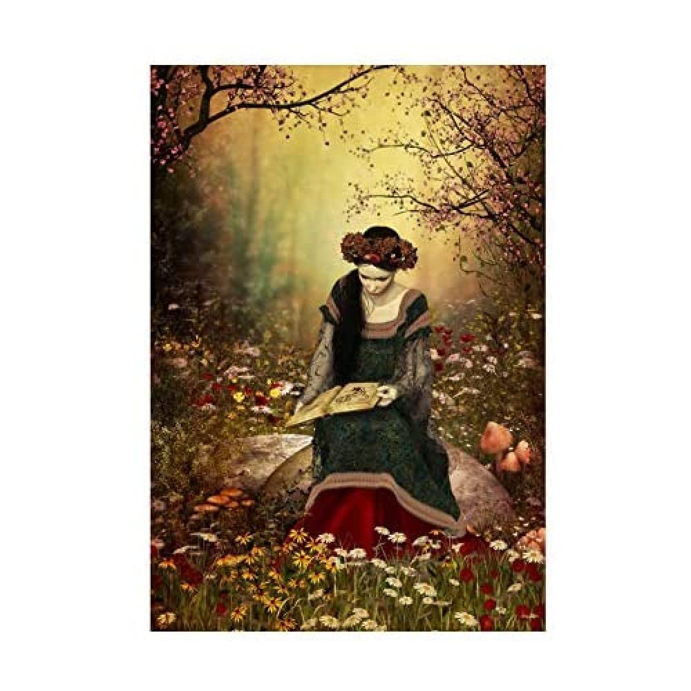 Wee Blue Coo Painting Fantasy Woman Reading Forest Fairytale Wall Art Print