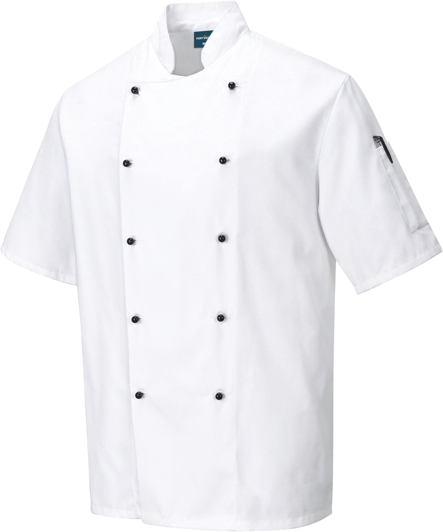C734 Short Sleeve Chef Jacket Chefswear Texpel Stain Resistant Kingsmill Polycotton Unisex Chef Whites for Kitchen and Catering Food Service Workwear, White, XL