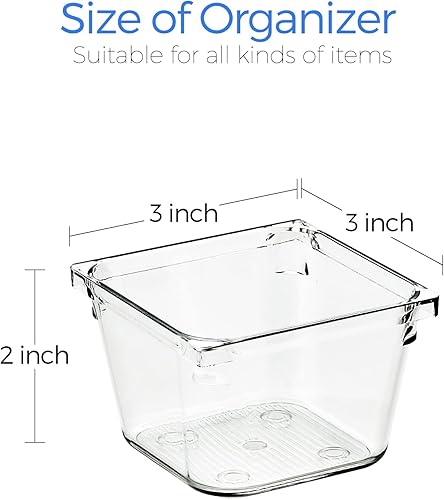 Miniatura 3 de Ravinte Paquete de 6 organizadores de cajones, cubos de almacenamiento de plástico de 3 x 3 pulgadas, organizadores acrílicos con almohadillas