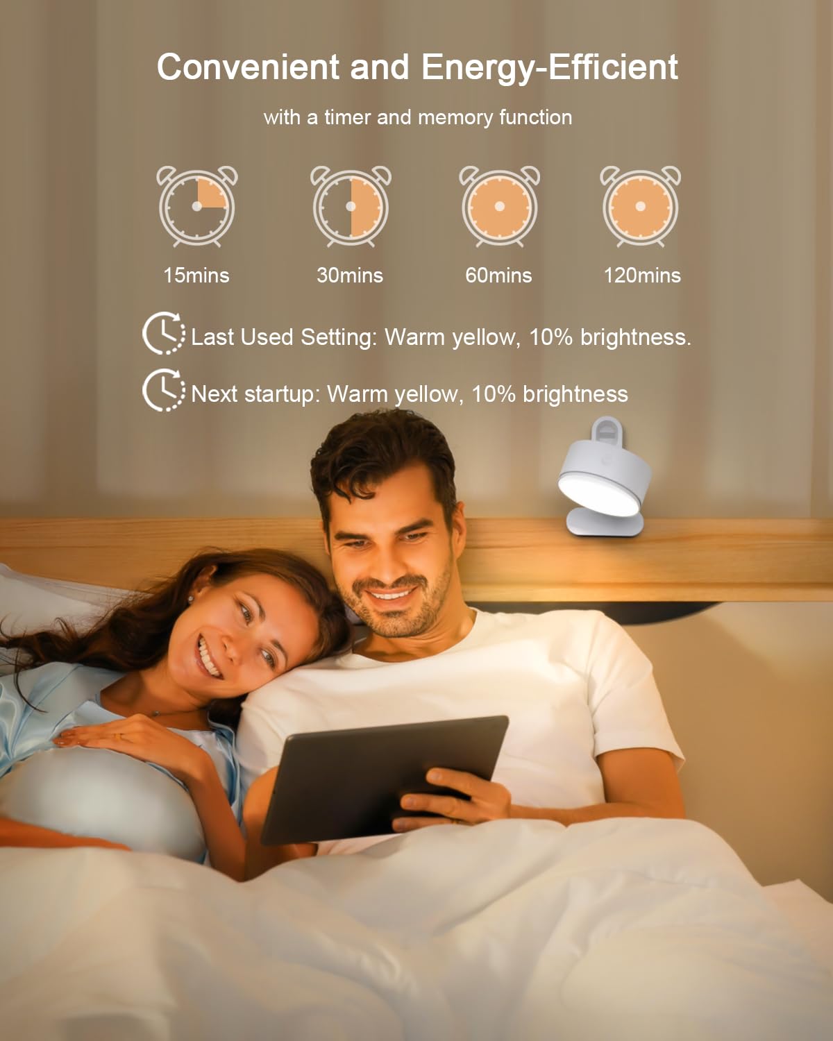 Luz de clip con batería recargable de 5000 mAh, luz de lectura para el cuidado de los ojos para cama con rotación de 360° táctil y control remoto, luz de abrazadera USB con 3 modos de color y