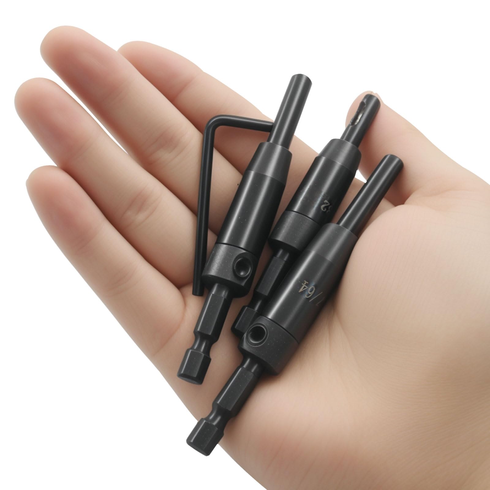VIX - Set di 6 punte autocentranti per trapano, CC2430 da 3/32", 7/64", 1/8", #6 8 10 viti per trapano con codolo esagonale da 1/4