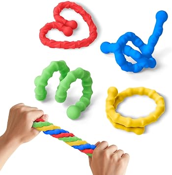 Fidget Toys Sensory Stick, Texture Quiet Twisting Fidget Toys for Adults and Kids, Durable Bendable Stress Relief Sensory Toys for Birthday Gifts, Easter Basket Stuffers and Christmas Colorful, 4
