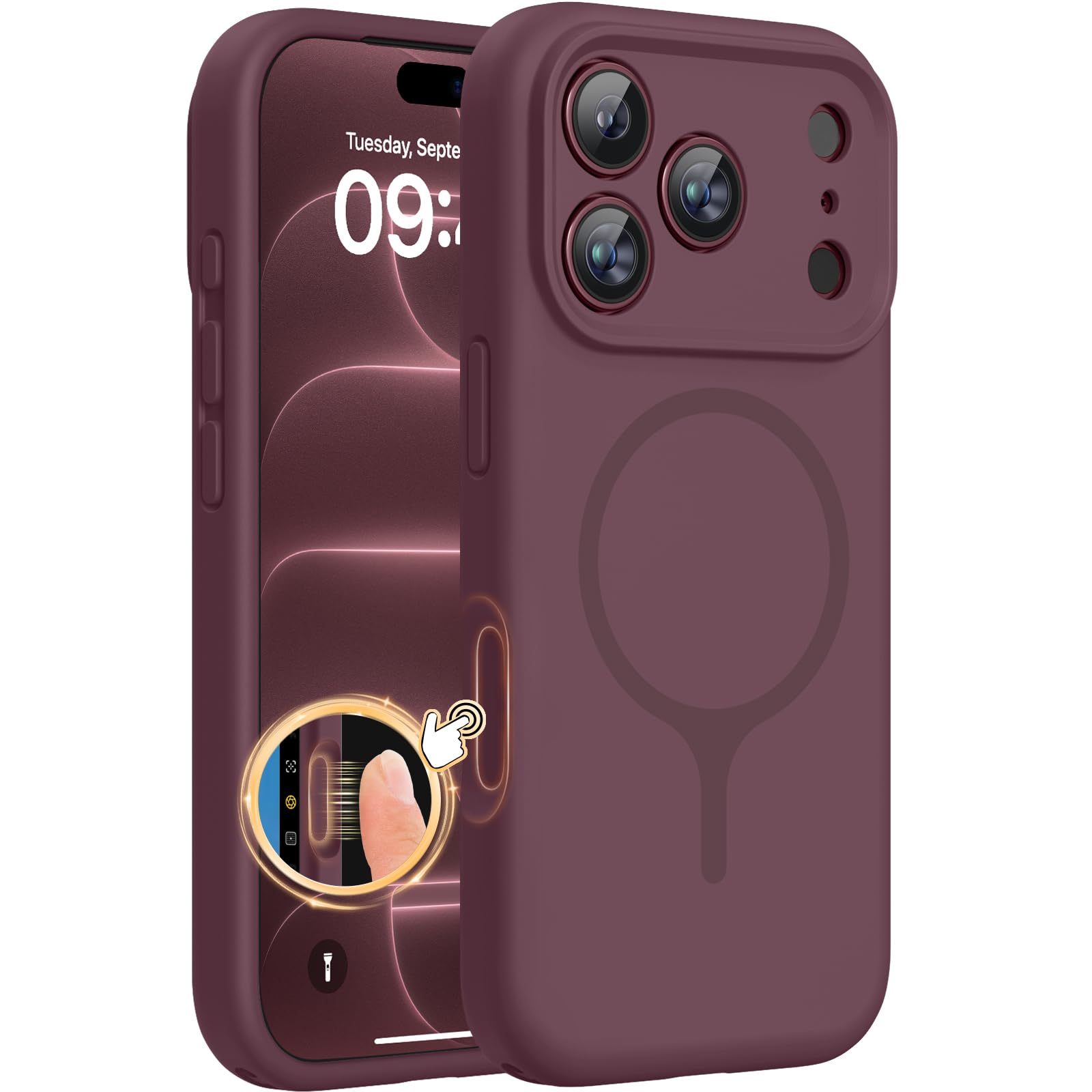 Miracase Silicone & Magnetic for iPhone 18 Pro Max Case, Burgundy | Compatible with MagSafe, Camera Control Cover, Premium Silicone Cover Shockproof Drop Protection Phone Case for 18 Pro Max