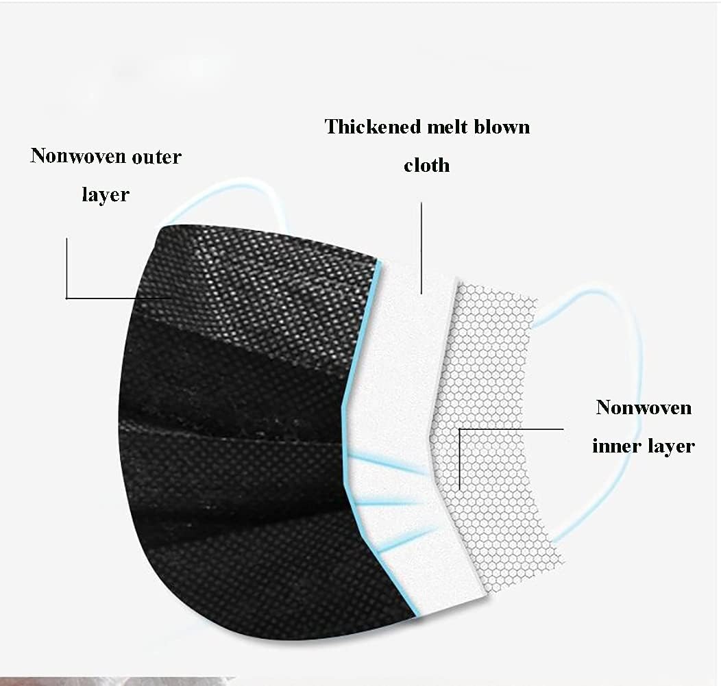 Black Face Masks 3Ply Black Disposable Face Masks Filter Protection