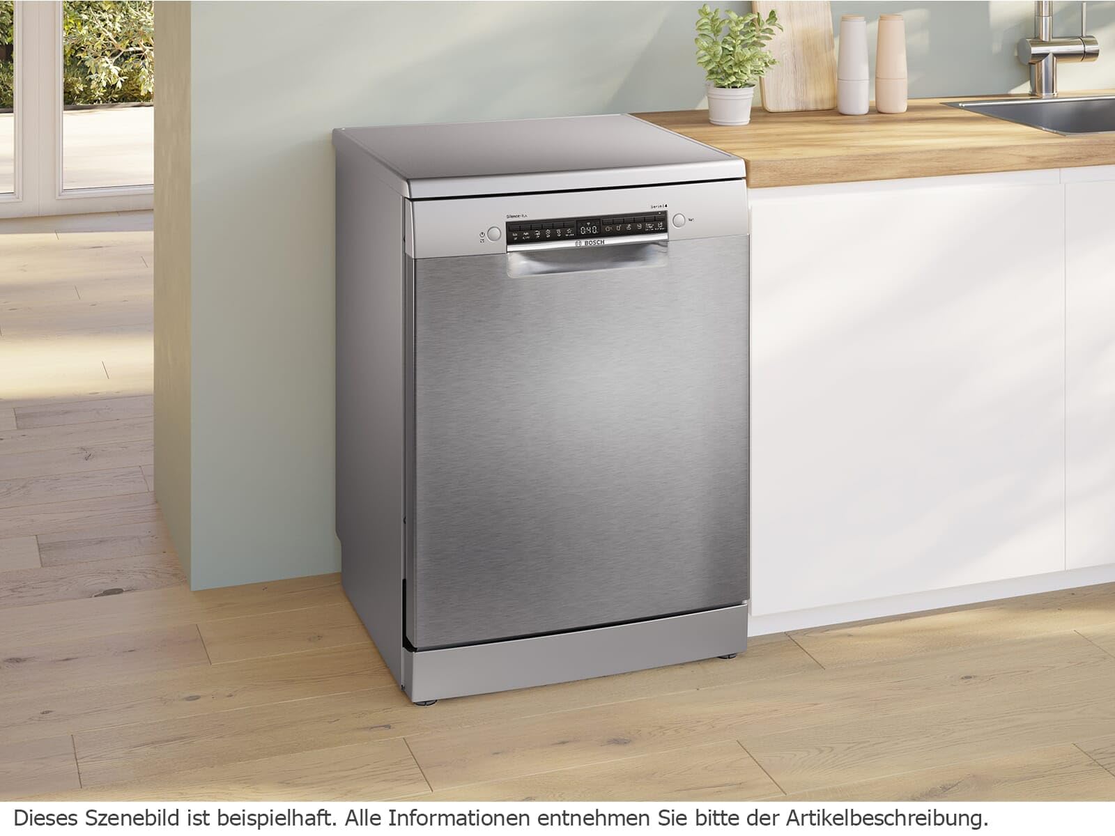 Bosch Seria 4, wolnostojąca zmywarka, 60 cm, Silver Inox, SMS4EMI06E