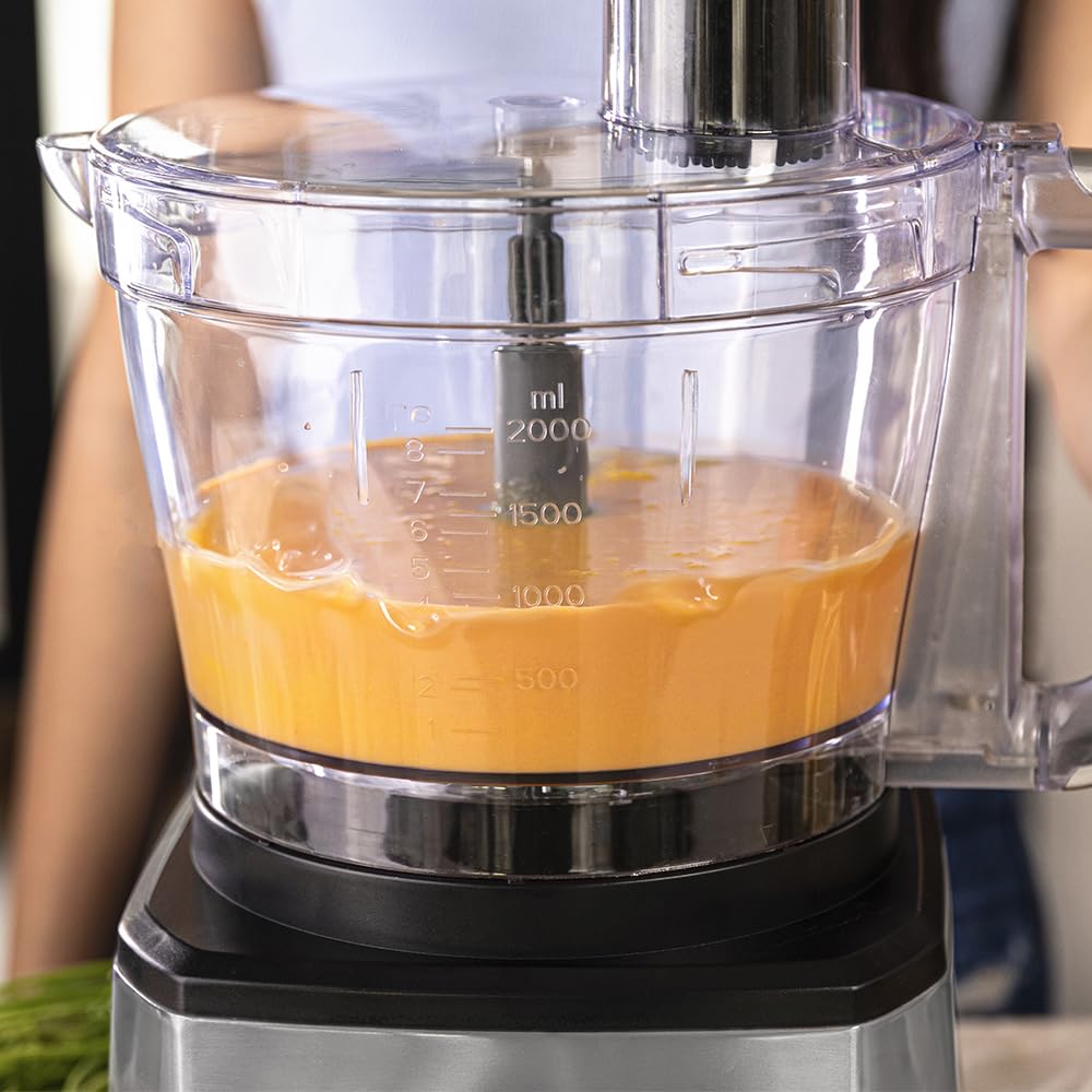 Cecotec Robot culinaire Paprika 1300, 2000W de puissance, en acier inoxydable, bol de 3,5 L, 2 vitesses, 3 disques de coupe, 1 lame pour hacher et 1 pour pétrir