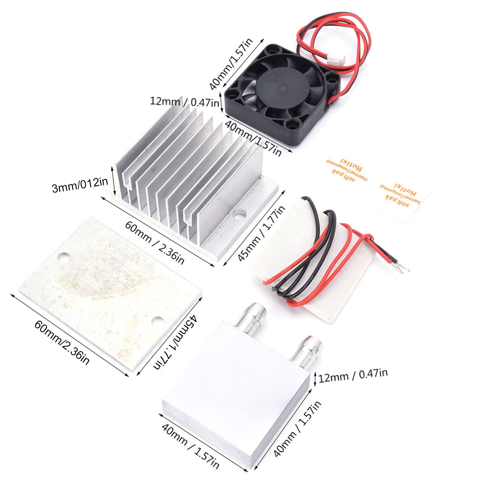 KIMISS Kit Module Peltier Module Peltier 12 V Tec1‑12706 Dissipateur de Chaleur Module de Refroidissement Électrique Thermique 70 W Kit de Système de Refroidissement Plaque Froide à