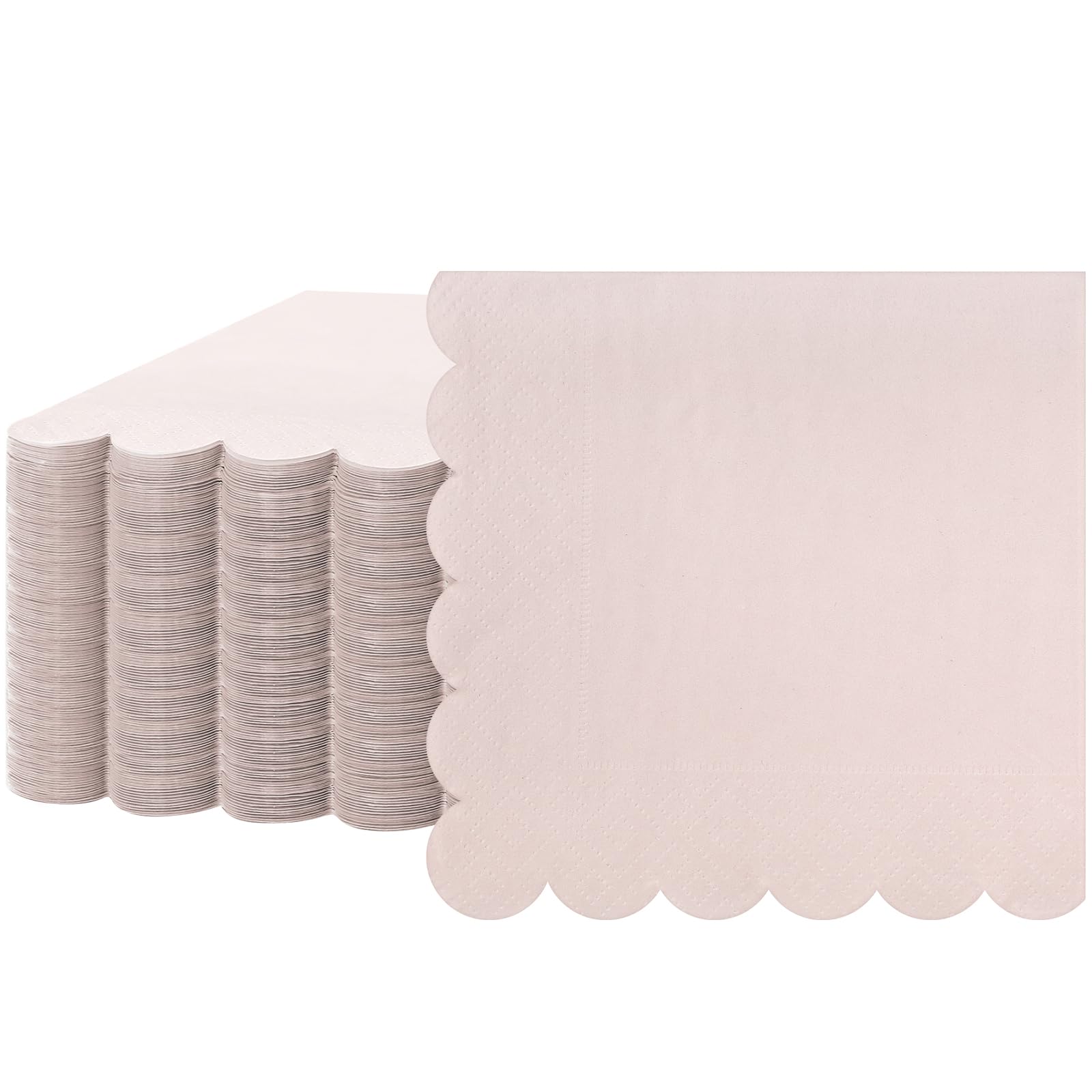 Fuutreo 100 Pcs Scalloped Cocktail Napkins Thick Paper Disposable Party Napkins Beverage Tissue for Wedding Dinner Birthday Supplies, 5 x 5 Inches(