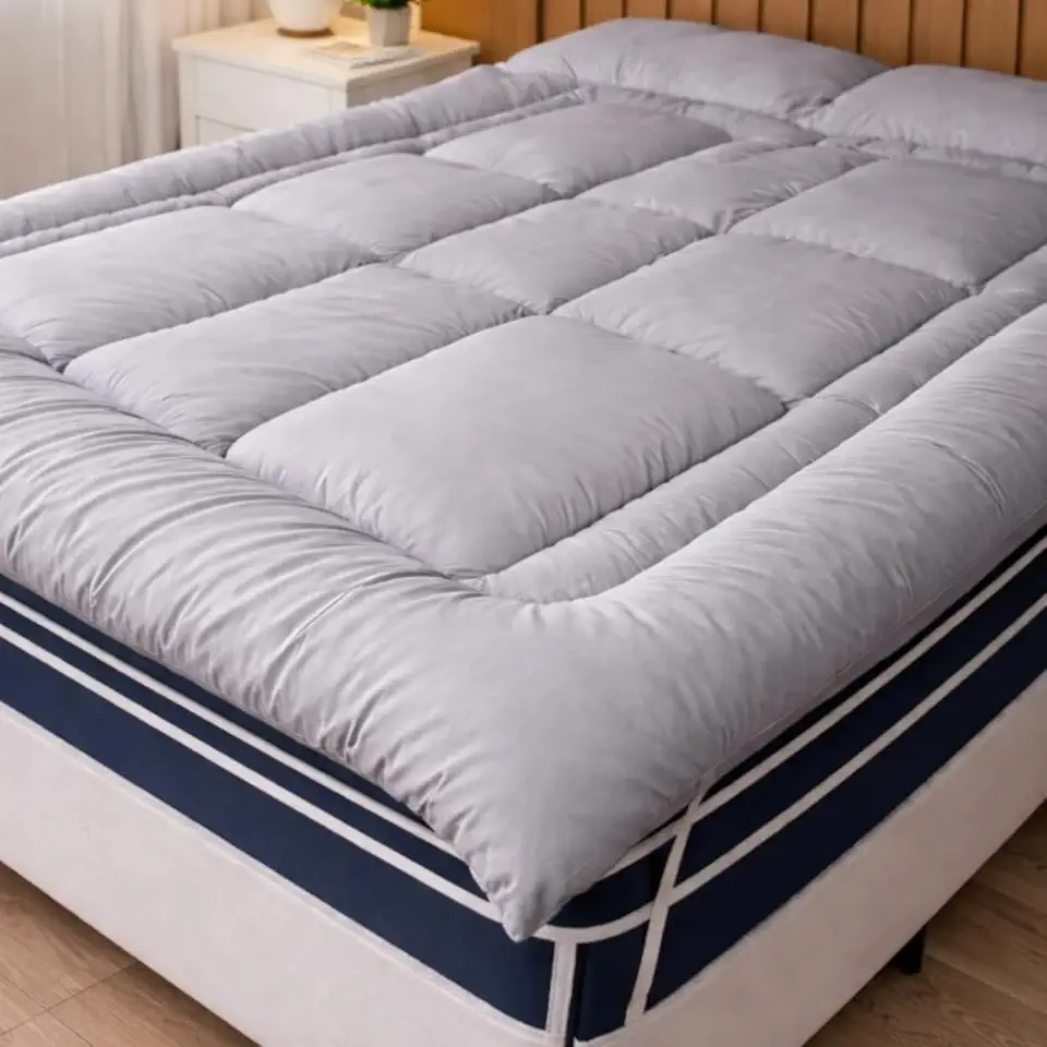 Pillow Top Casal Tecido Premium Macio e Confortável Protetor de Colchão – Micro Percal 400 Fios, Conforto Superior e Ajuste' (Cinza, Casal)