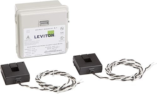 Leviton MO240-1W Contador mecánico de montaje en superficie al aire libre 120208240V 2P3W 100A con kit de mini medidor de 2 núcleos divididos CTs