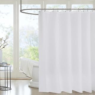 Cortina de ducha de color blanco a prueba de agua con ganchos, cortina de baño para decoración del hogar, accesorios de baño, 85 x 150 cm