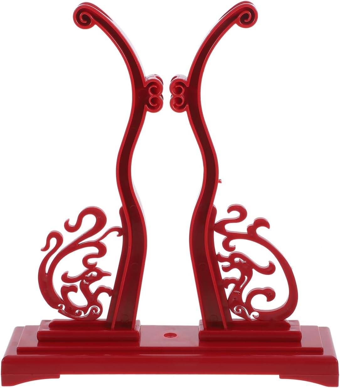 PRETYZOOM Fan Display Holder Chinese Style Round Abs 9.0 X 7.9 Red