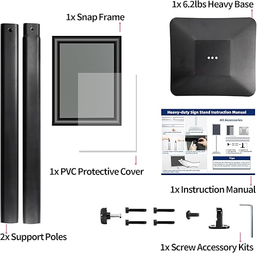 Miniatura 8 de Soporte de cartel de pedestal ajustable de alta resistencia, soporte de aluminio de 11 x 17 pulgadas para exhibición de vista vertical y horizontal
