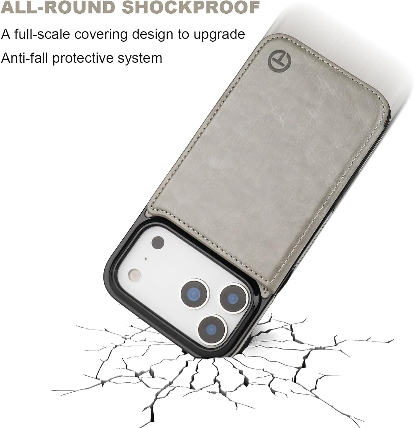 ONETOP Compatible with Magsafe for iPhone 17 Pro Max Wallet Case with Card Holder, PU Leather Kickstand RFID Blocking Case, Double Magnetic Clasp and Durable Shockproof Cover 6.9 Inch (Grey)