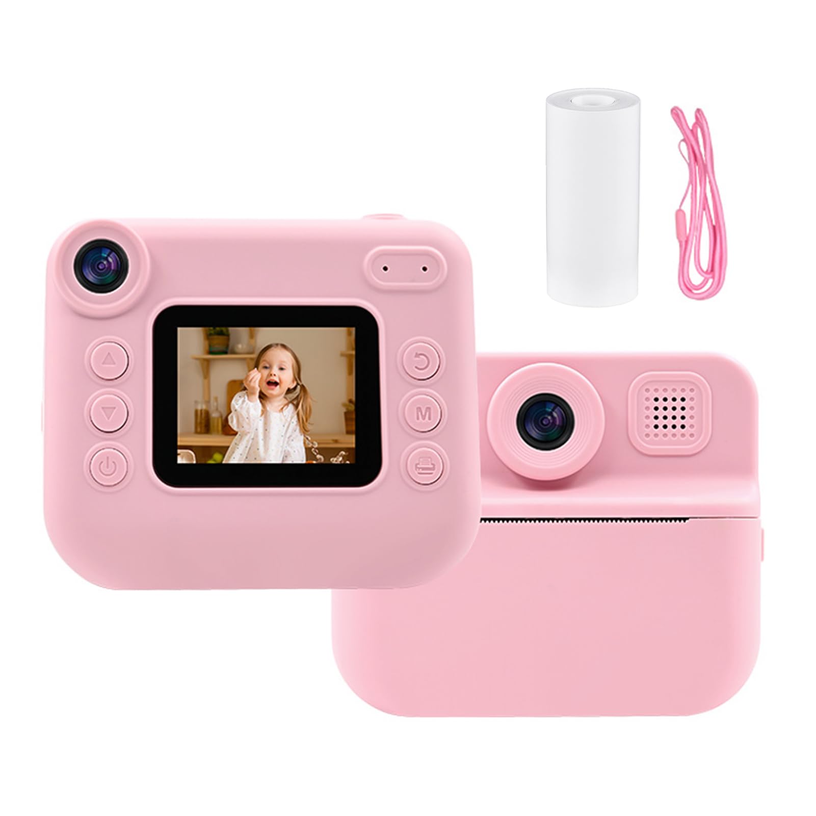 Andoer Fotocamera istantanea per bambini, fotocamera digitale per bambini con carta da stampa, 2,0 pollici, telecamera da viaggio per ragazzi e ragazze 3-14 anni (rosa)