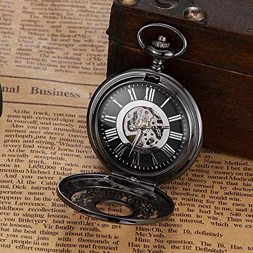 Montre de poche noire mécanique pour parfaire votre style rétro