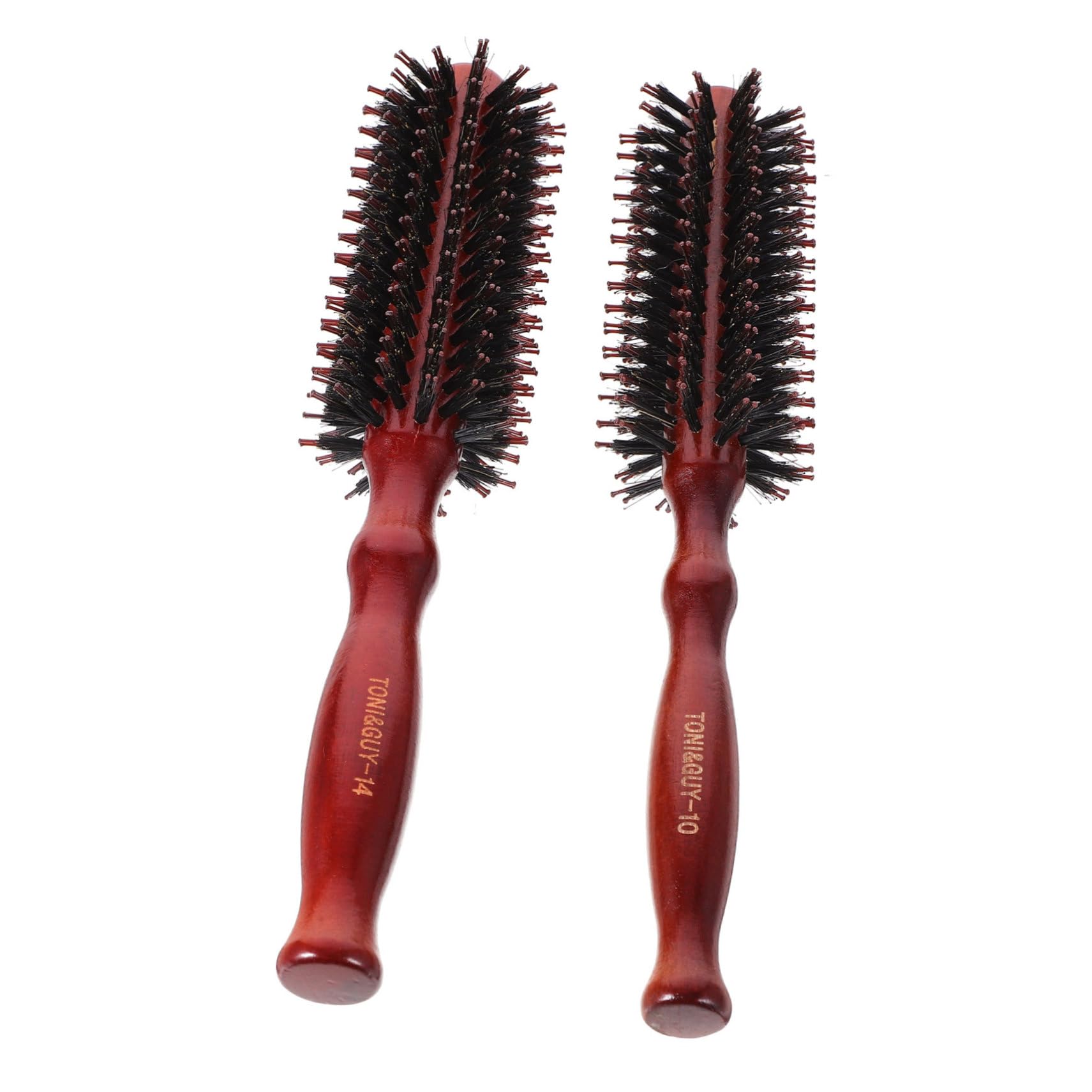 Rundkämme Braune 2 Stück mit Wildschweinborsten Ergonomischer Griff zum Stylen und Trocknen von Haaren Naturhaarbürste für Damen