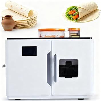 A Fully Automatic Commercial Naan Machine and Roti Canai Maker, Produces 8 Pieces Per Batch, Suitable for Chapatis, Tortillas, Electric Roti Machine Includes Range of 1.0-10 Mm