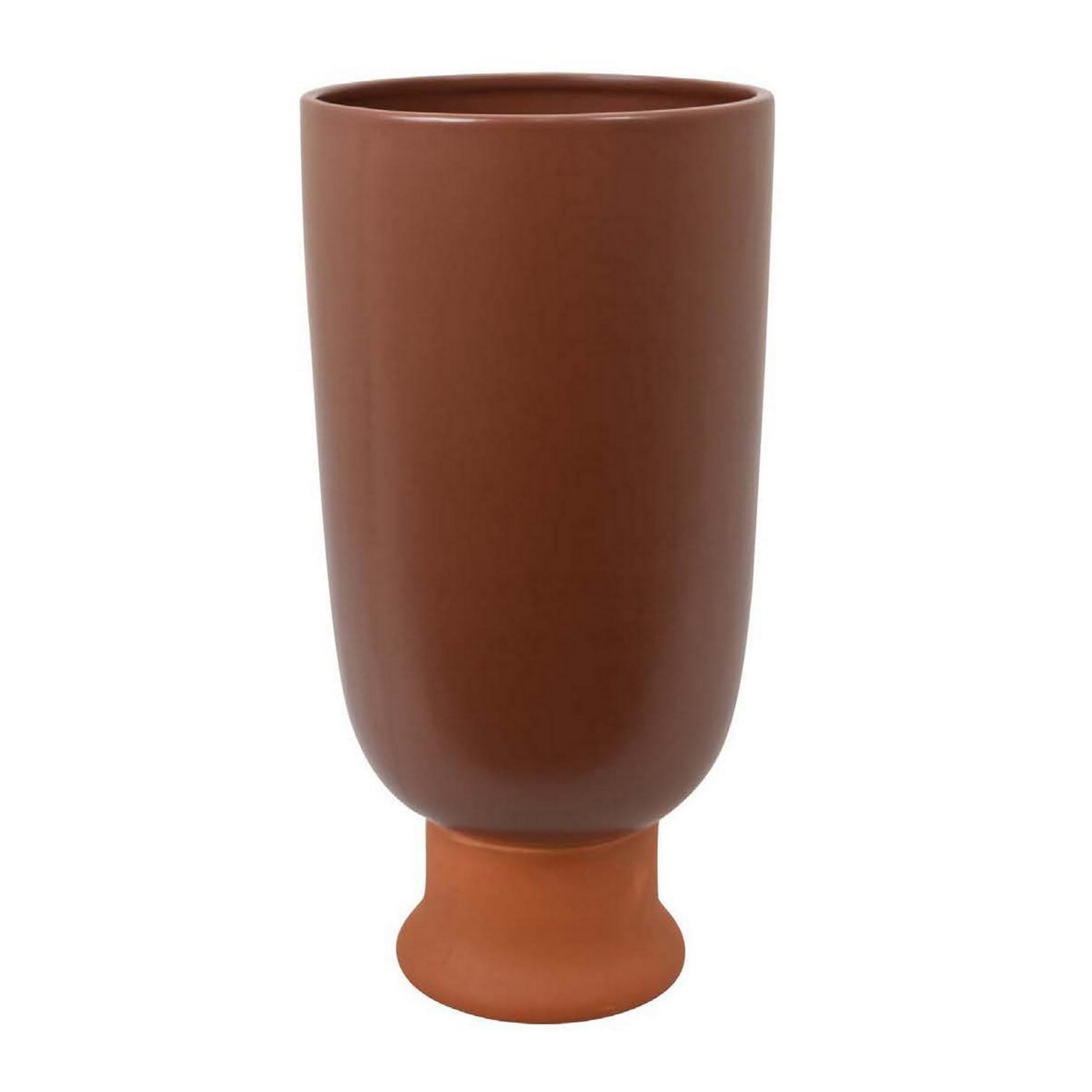 Benjara Decorative Vase, 15 Inch Tall Modern Accent Piece, Brown Ceramic