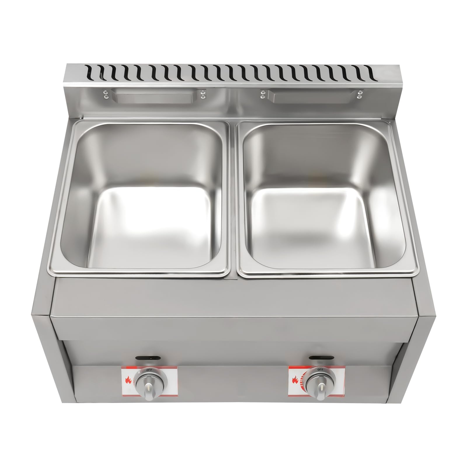 PROYONGOO Commercial Gas Deep Fryer 12L Stainless Steel Dual Pot Countertop Gas Fryer with 2 Lids French Fry Maker for Kitchen Hotel Restaurant Store