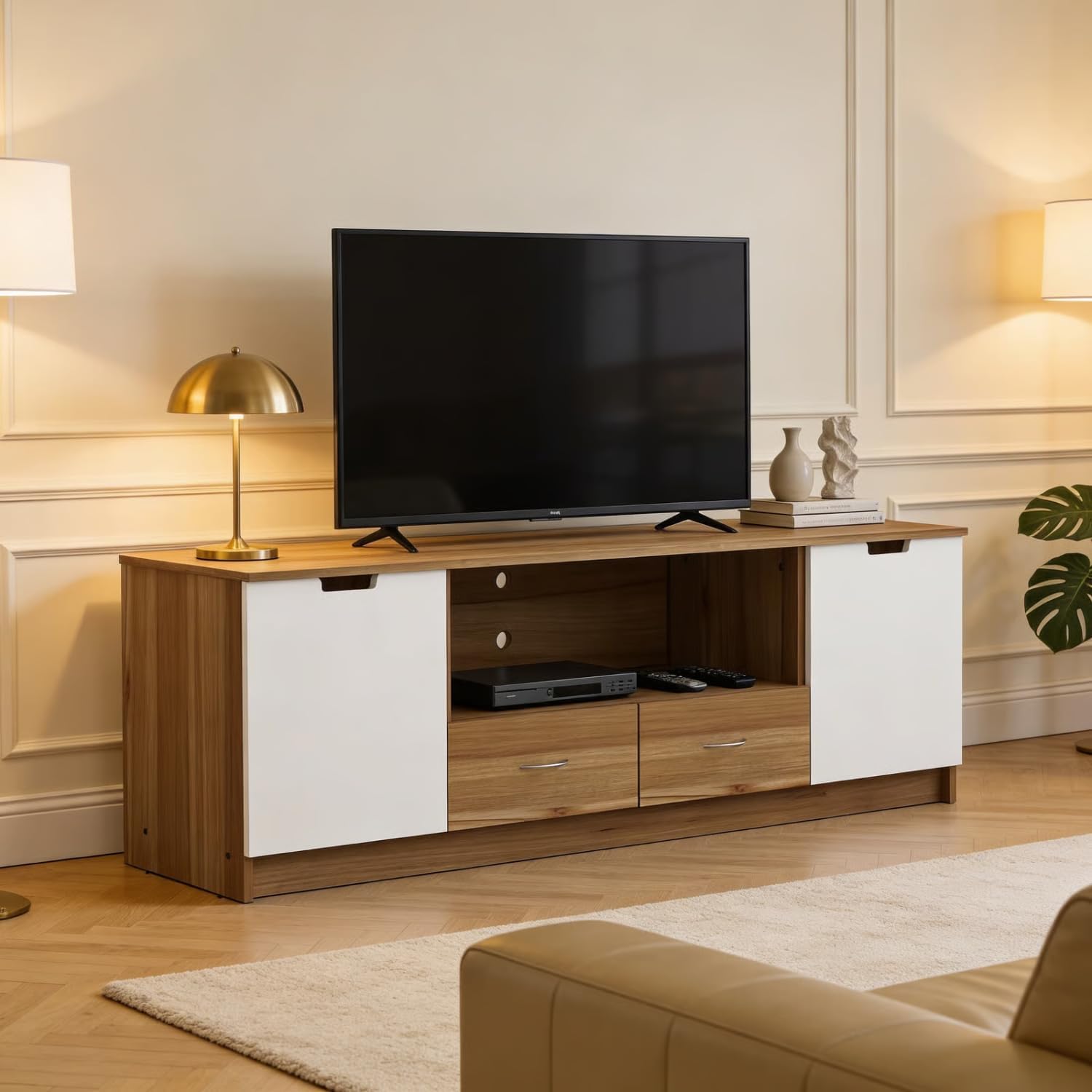 Morgan Multipurpose TV Unit fits Upto 43 inch with Storage Engineered Wood TV Entertainment Unit (Finish Color - Lyon Teak, White, Knock Down)-image-31