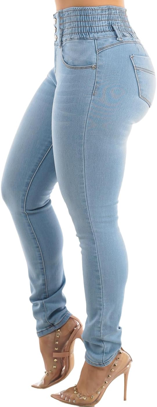 Moda Xpress Women Juniors High Waisted, Mid Rise Butt Lifting Colombian Design Skinny Jeans 10623N - Image 7